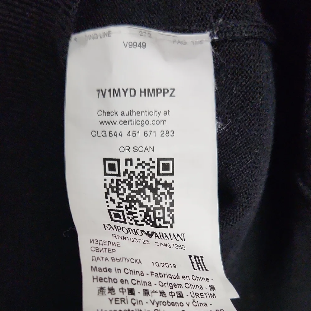 Men's Emporio Armani Black Crewneck Sweater - Picture 5 of 6